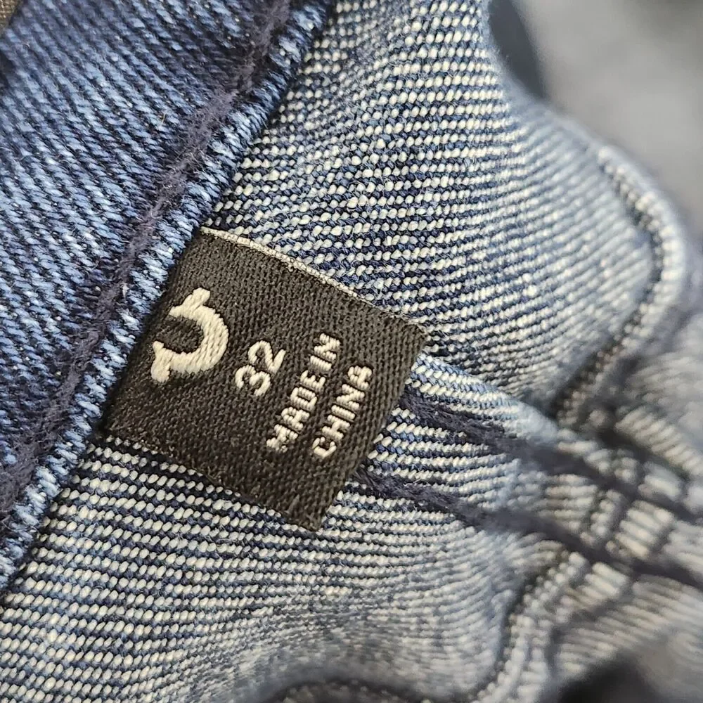 New True Religion Ricky SN Flap Shorts (32") Men Dark Lagoon Wash Denim Relaxed - Picture 8 of 10